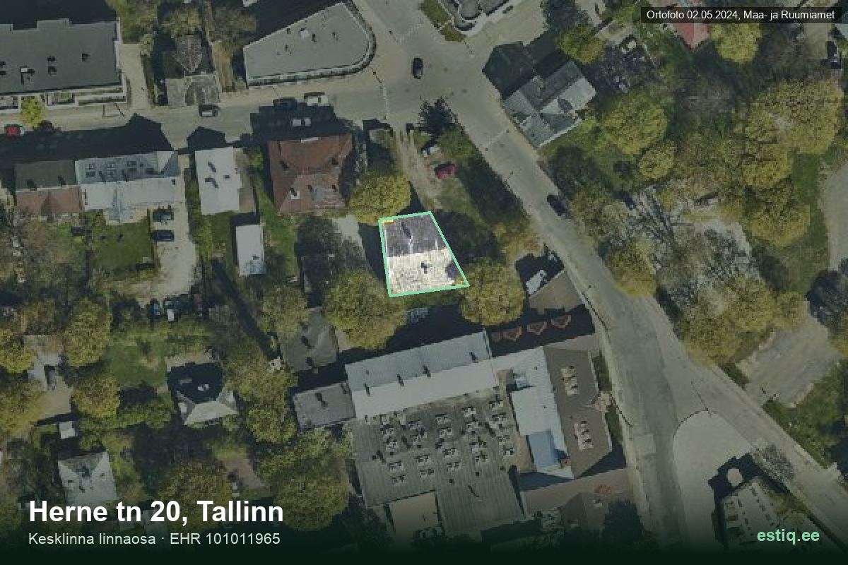 Herne tänav 20, Tallinn – aerial photo of the building, outline from the Building Register (EHR)