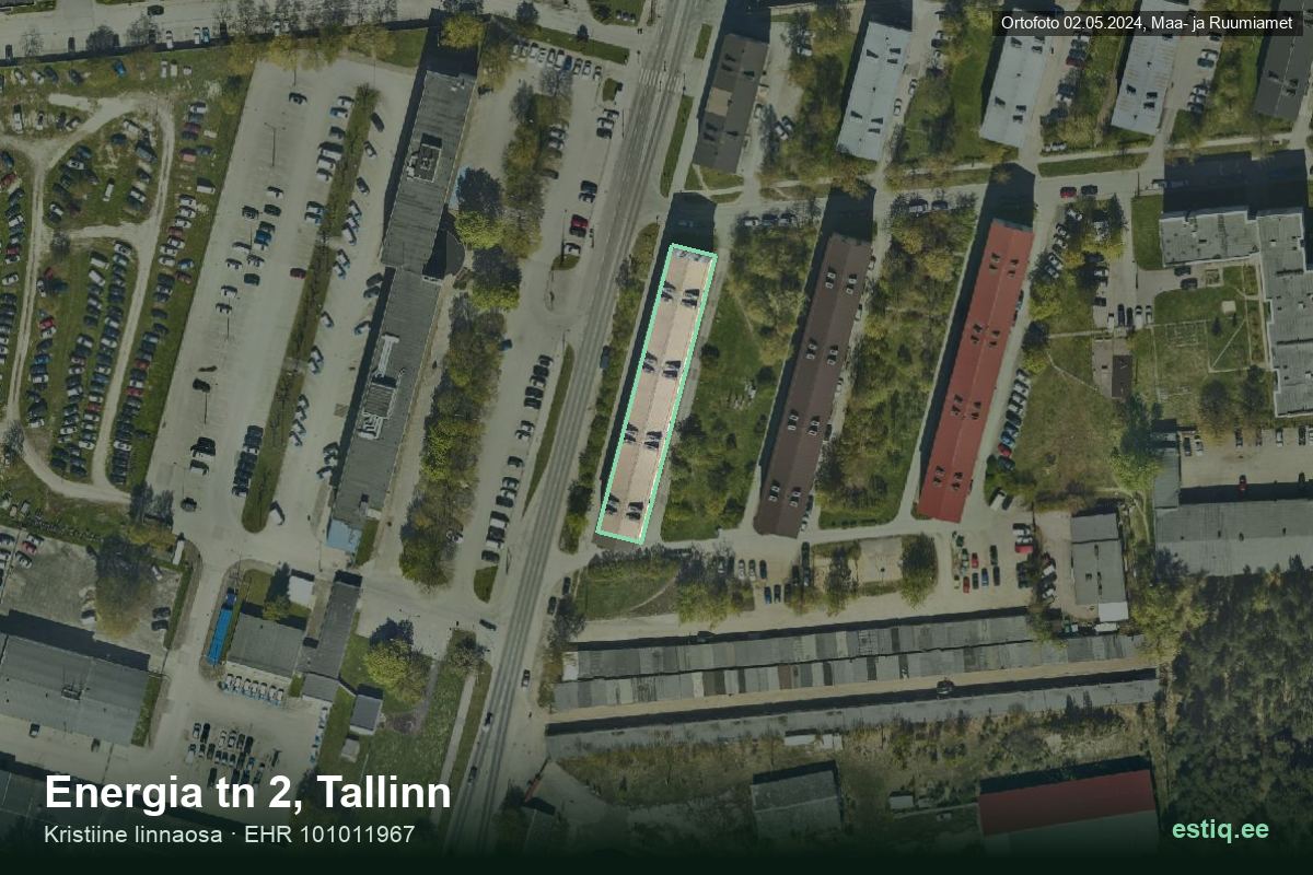 Energia tänav 2, Tallinn – hoone aerofoto, kontuur ehitisregistri (EHR) andmetest