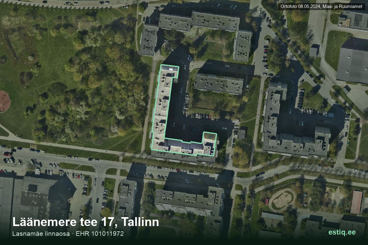 Läänemere tee 17, Tallinn – hoone aerofoto, kontuur ehitisregistri (EHR) andmetest