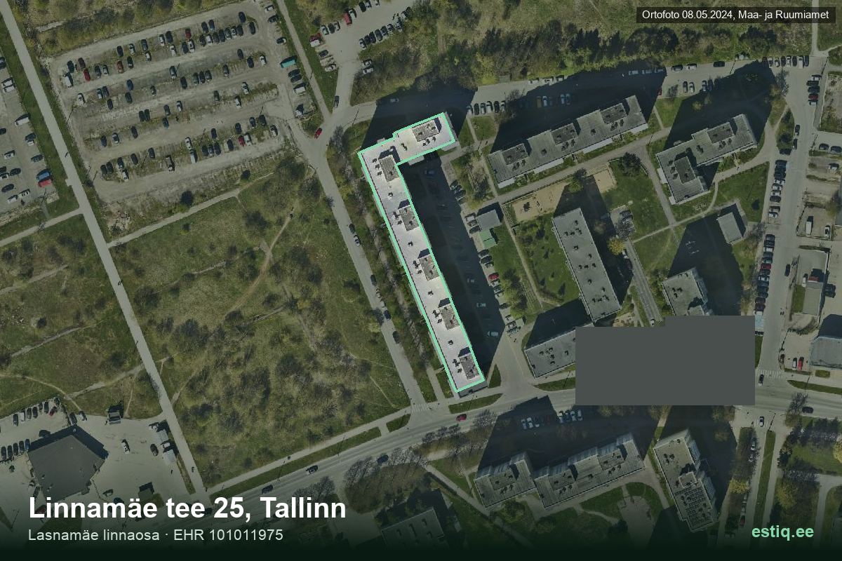 Linnamäe tee 25, Tallinn – hoone aerofoto, kontuur ehitisregistri (EHR) andmetest