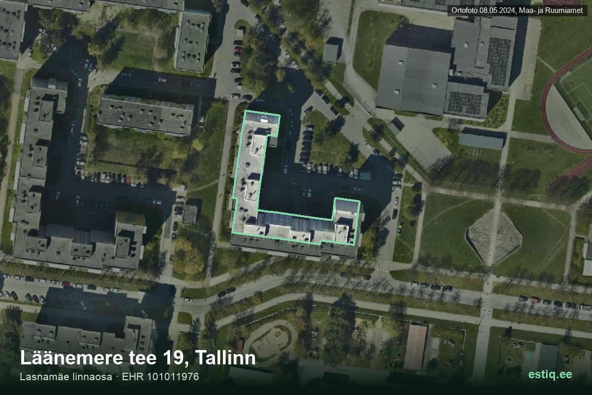 Läänemere tee 19, Tallinn – hoone aerofoto, kontuur ehitisregistri (EHR) andmetest