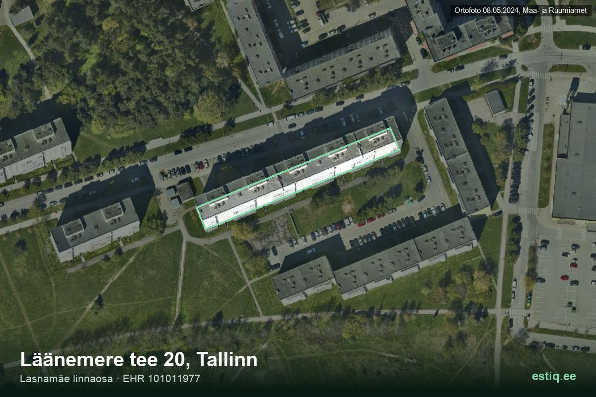 Läänemere tee 20, Tallinn – hoone aerofoto, kontuur ehitisregistri (EHR) andmetest