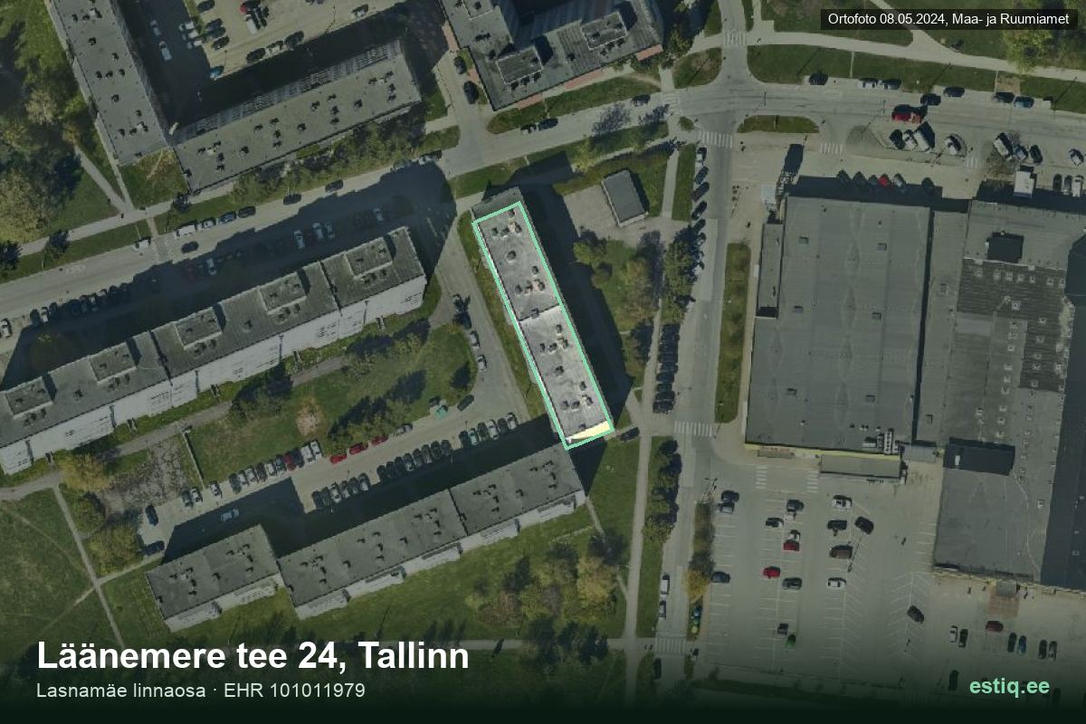 Läänemere tee 24, Tallinn – hoone aerofoto, kontuur ehitisregistri (EHR) andmetest