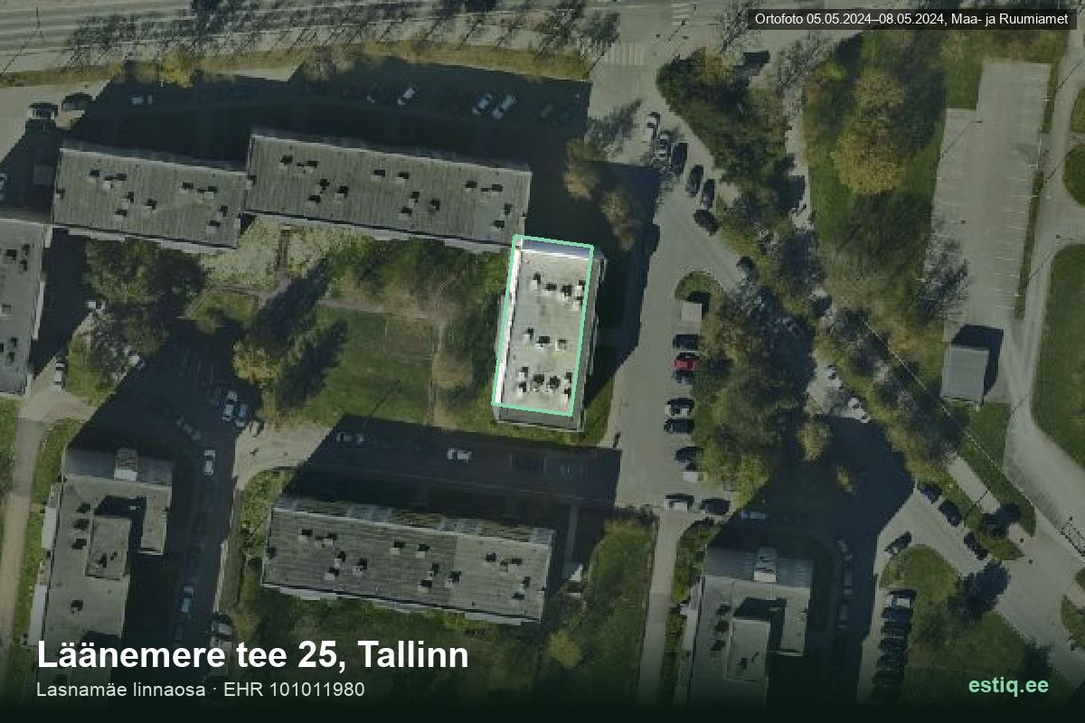 Läänemere tee 25, Tallinn – hoone aerofoto, kontuur ehitisregistri (EHR) andmetest