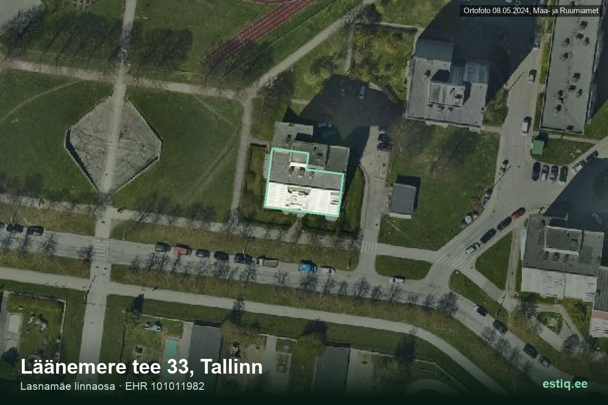 Läänemere tee 33, Tallinn – hoone aerofoto, kontuur ehitisregistri (EHR) andmetest