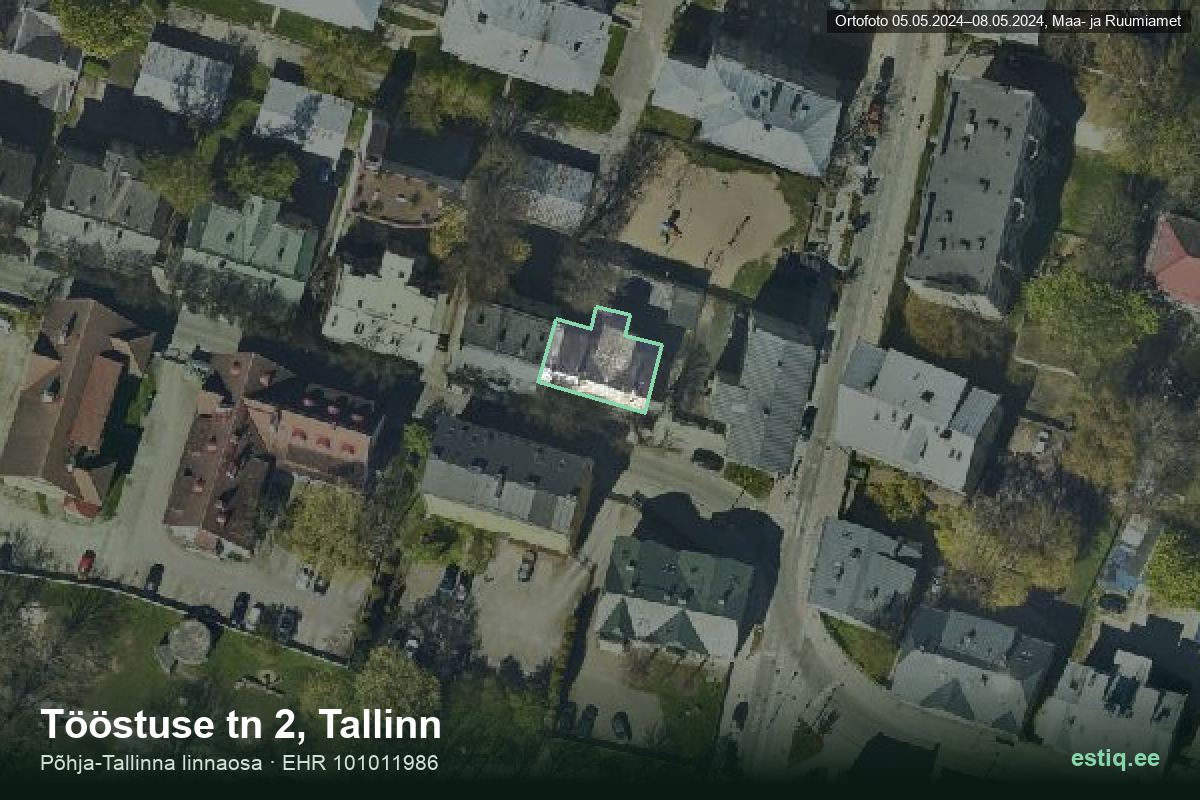 Tööstuse tänav 2, Tallinn – hoone aerofoto, kontuur ehitisregistri (EHR) andmetest