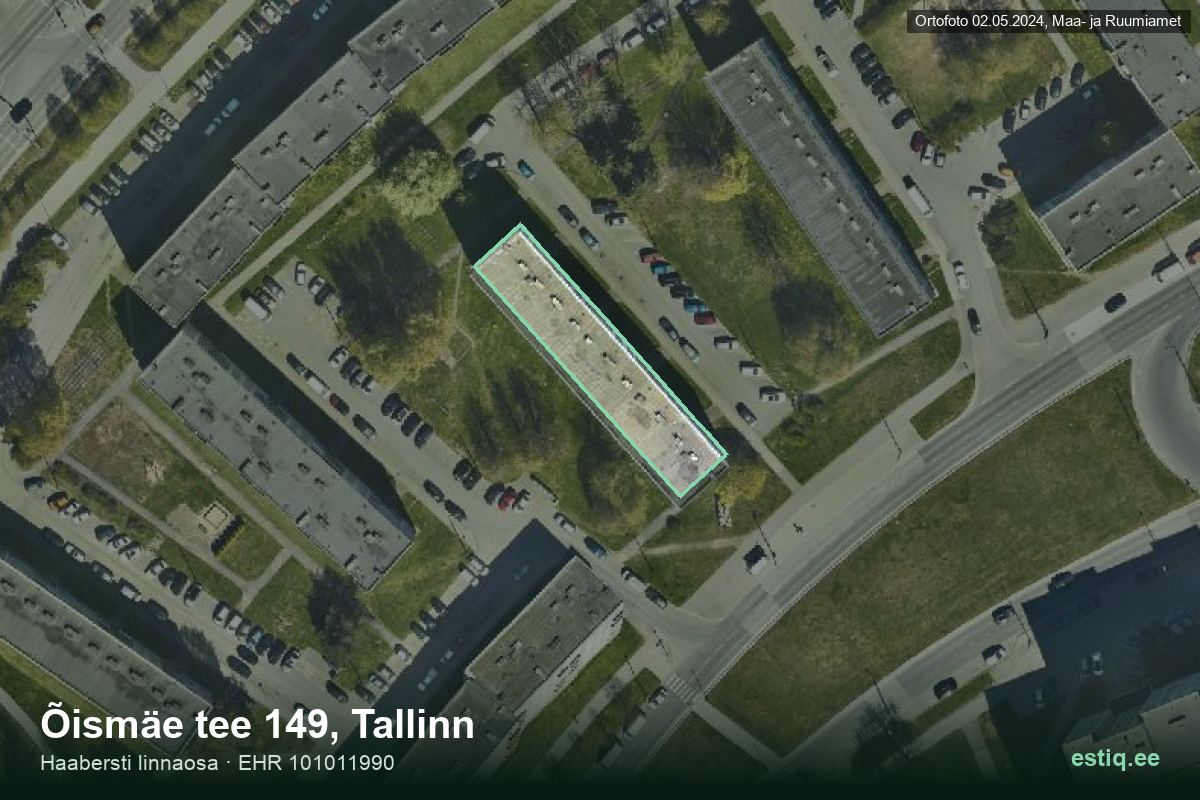 Õismäe tee 149, Tallinn – hoone aerofoto, kontuur ehitisregistri (EHR) andmetest
