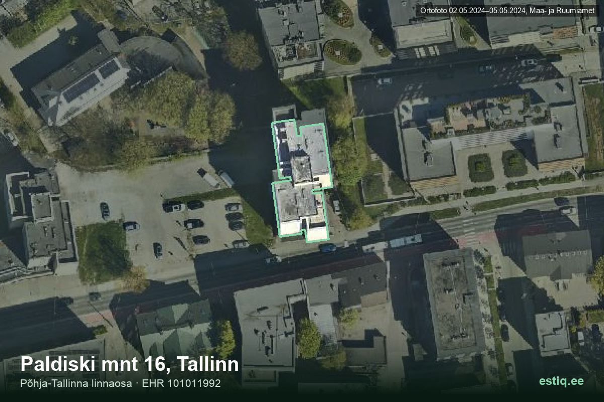 Paldiski mnt 16, Tallinn – aerial photo of the building, outline from the Building Register (EHR)