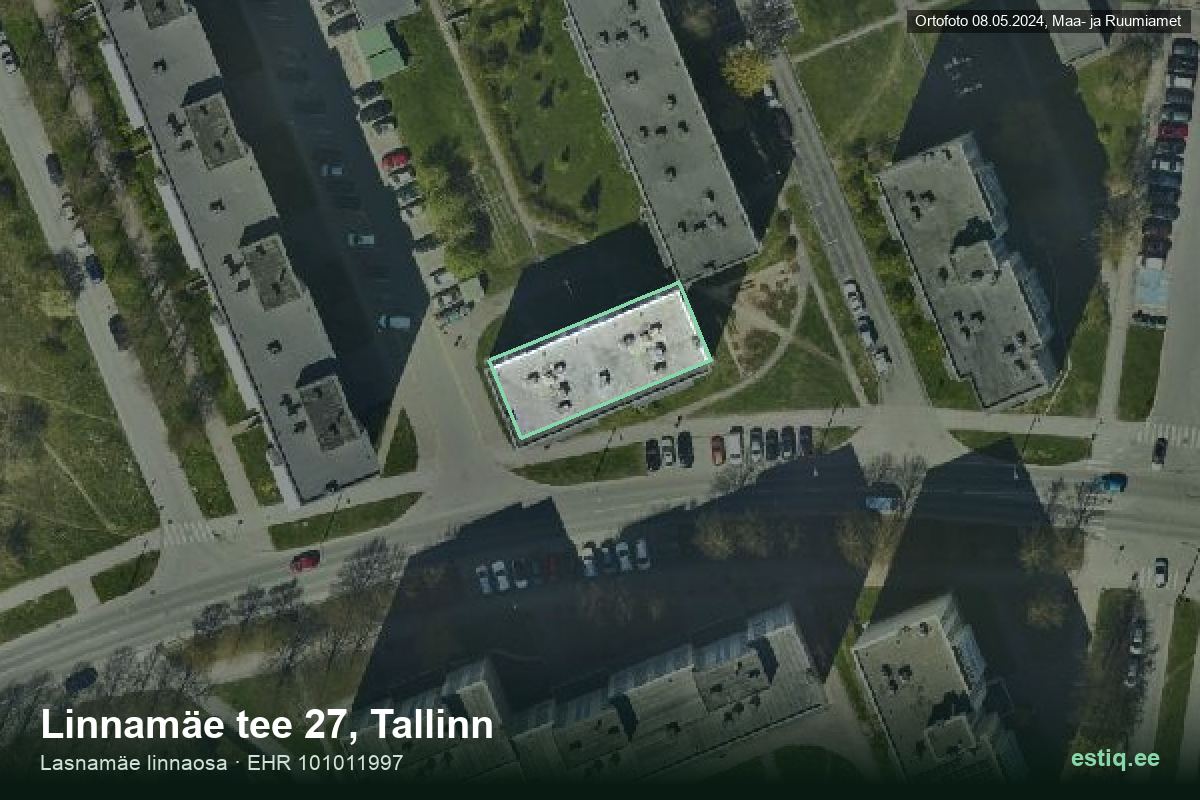 Linnamäe tee 27, Tallinn – hoone aerofoto, kontuur ehitisregistri (EHR) andmetest