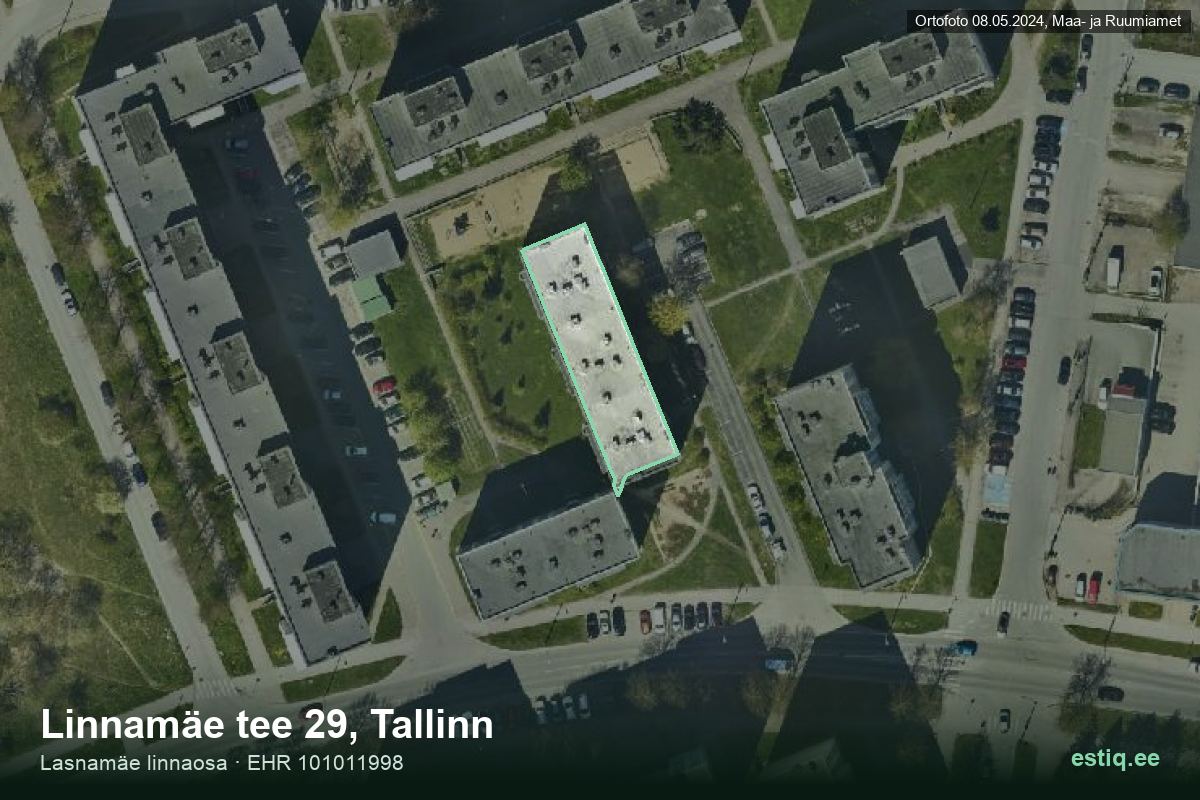 Linnamäe tee 29, Tallinn – hoone aerofoto, kontuur ehitisregistri (EHR) andmetest