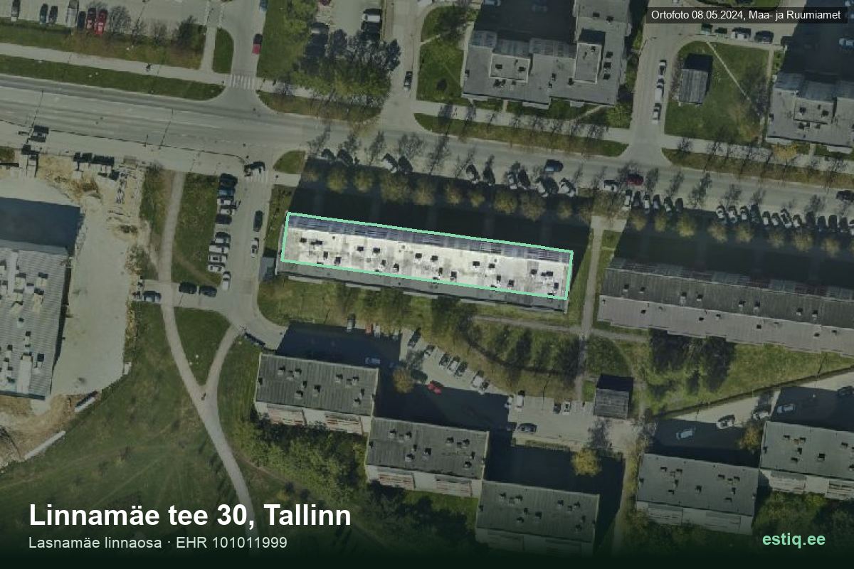 Linnamäe tee 30, Tallinn – hoone aerofoto, kontuur ehitisregistri (EHR) andmetest