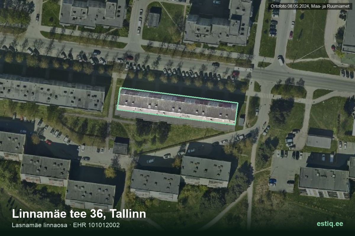 Linnamäe tee 36, Tallinn – hoone aerofoto, kontuur ehitisregistri (EHR) andmetest