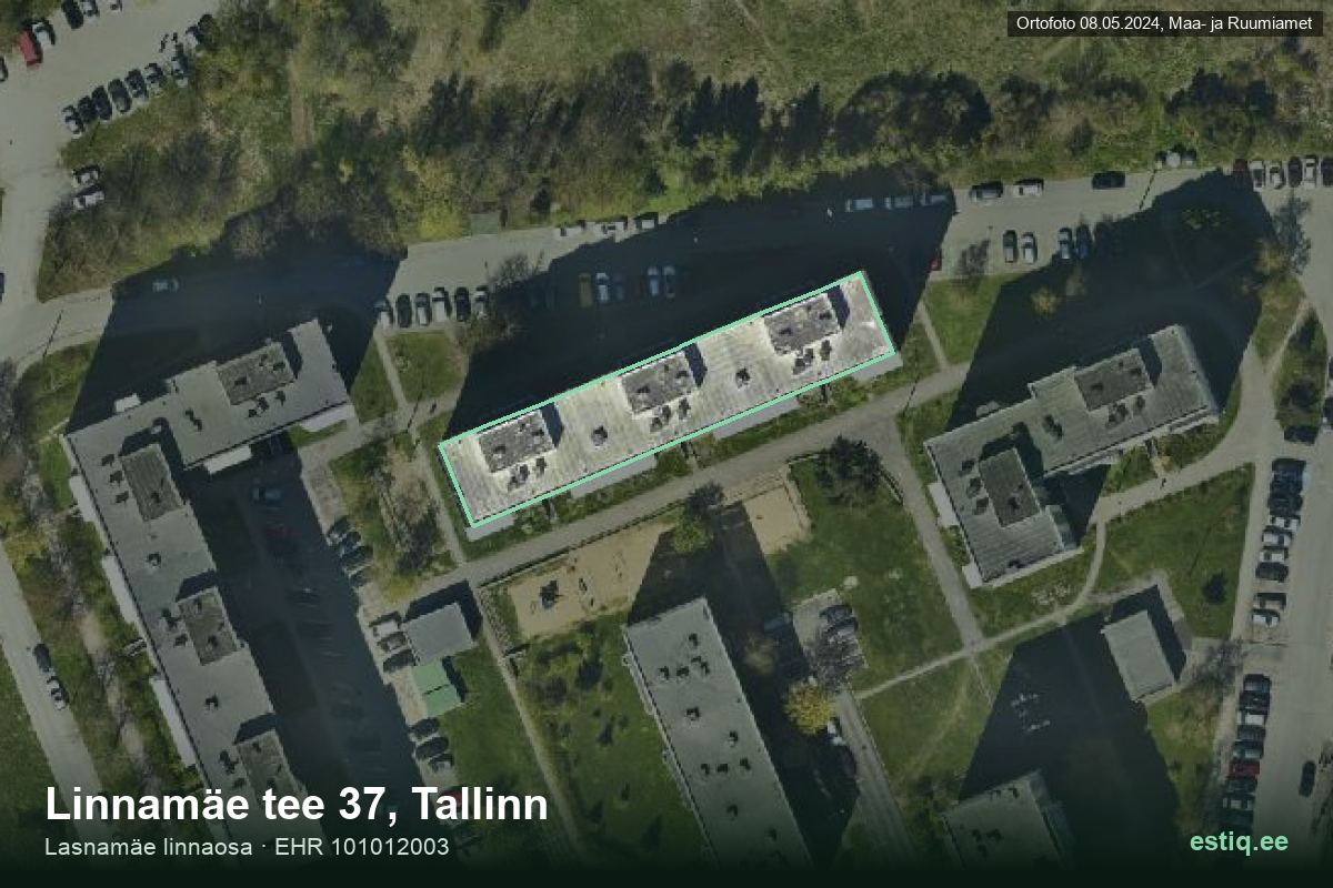Linnamäe tee 37, Tallinn – hoone aerofoto, kontuur ehitisregistri (EHR) andmetest