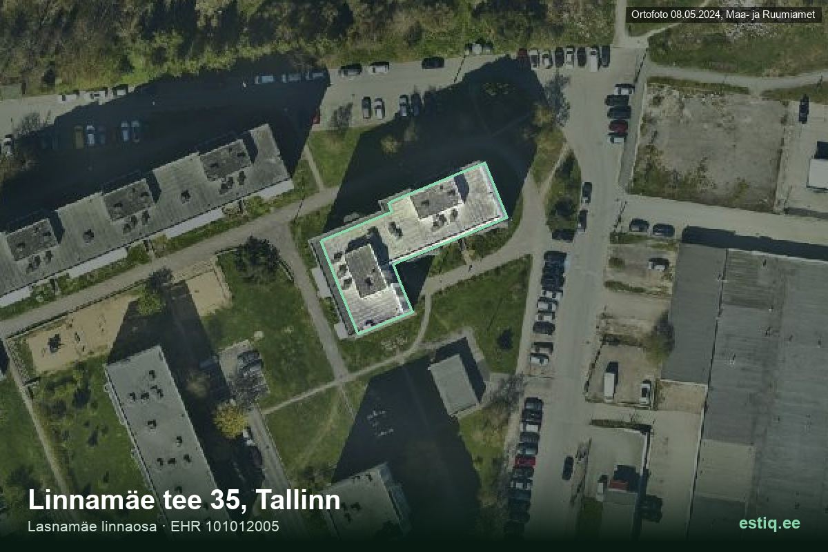 Linnamäe tee 35, Tallinn – hoone aerofoto, kontuur ehitisregistri (EHR) andmetest