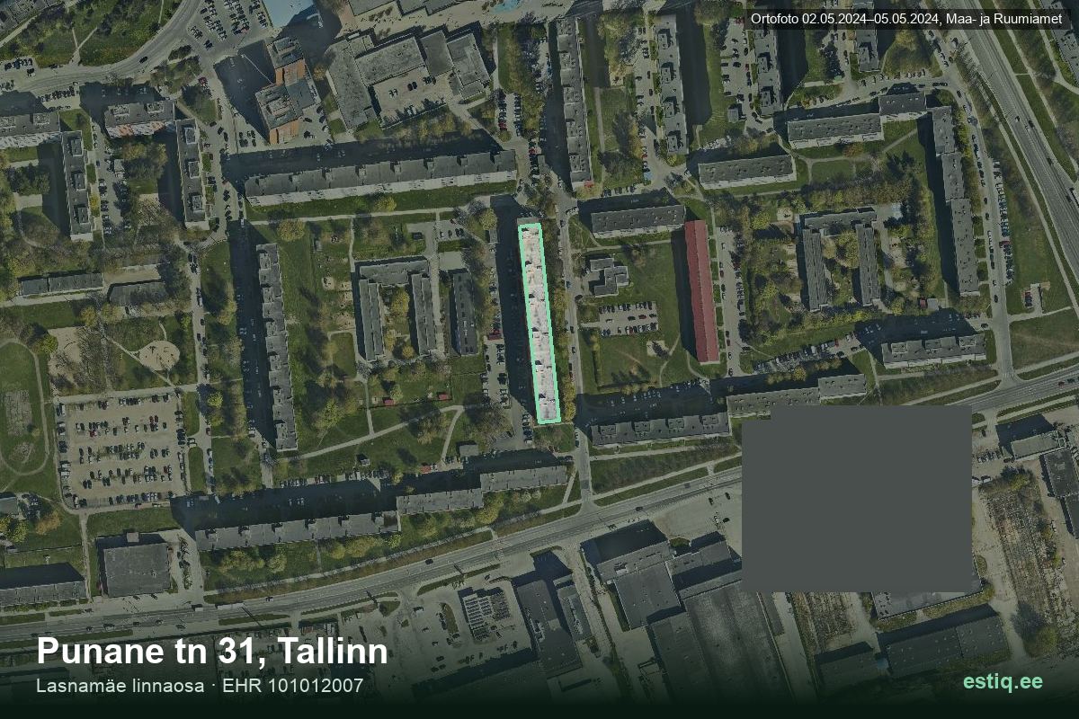 Punane tänav 31, Tallinn – hoone aerofoto, kontuur ehitisregistri (EHR) andmetest