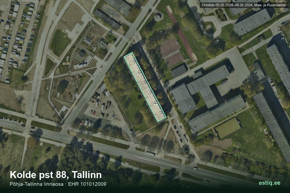 Kolde pst 88, Tallinn – ilmakuva rakennuksesta, ääriviiva rakennusrekisteristä (EHR)