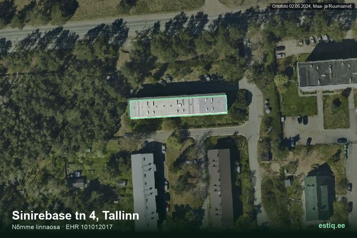 Sinirebase tänav 4, Tallinn – aerial photo of the building, outline from the Building Register (EHR)