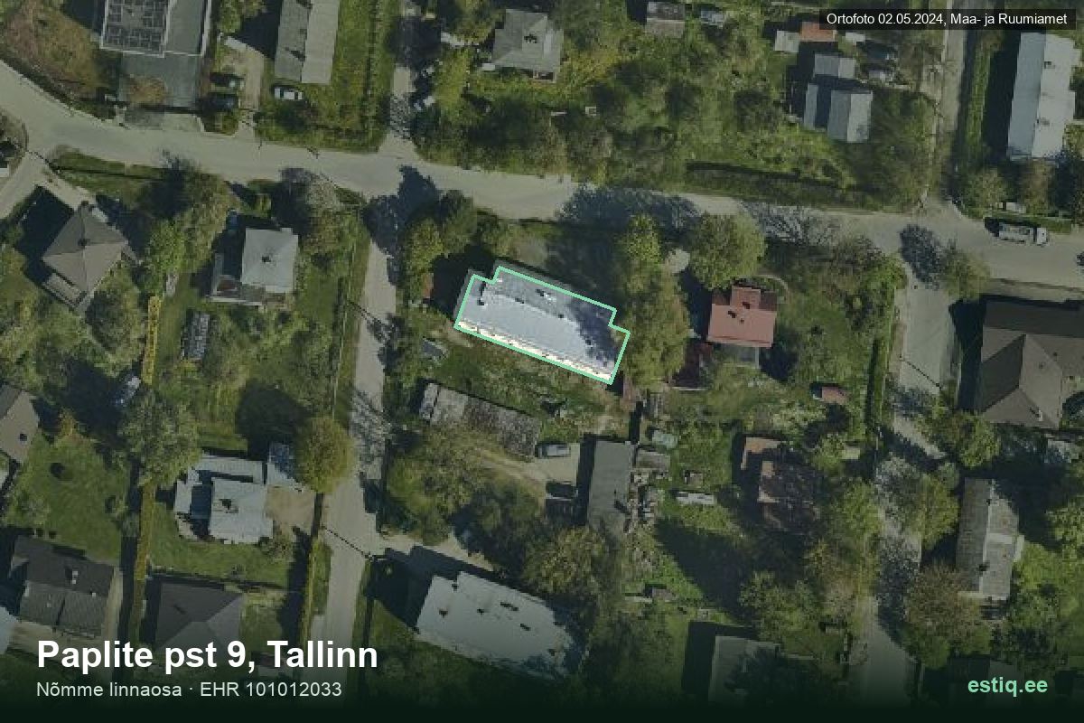 Paplite pst 9, Tallinn – aerial photo of the building, outline from the Building Register (EHR)