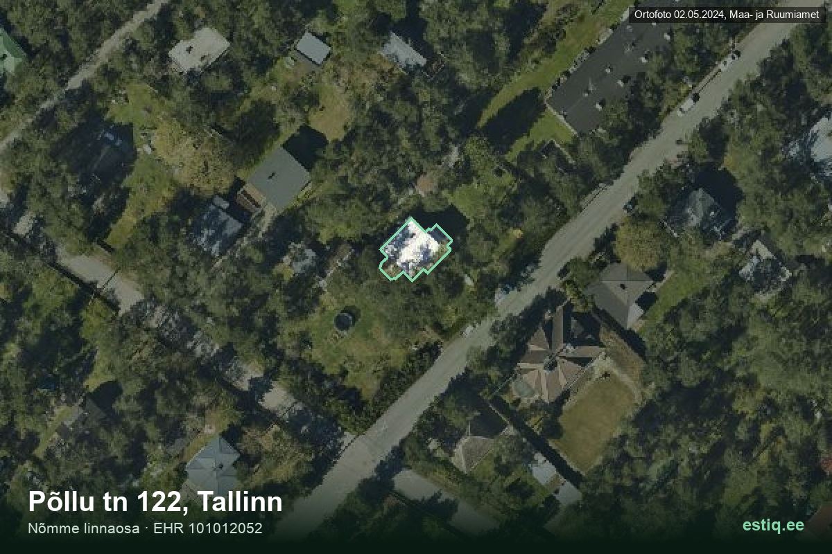 Põllu tänav 122, Tallinn – hoone aerofoto, kontuur ehitisregistri (EHR) andmetest