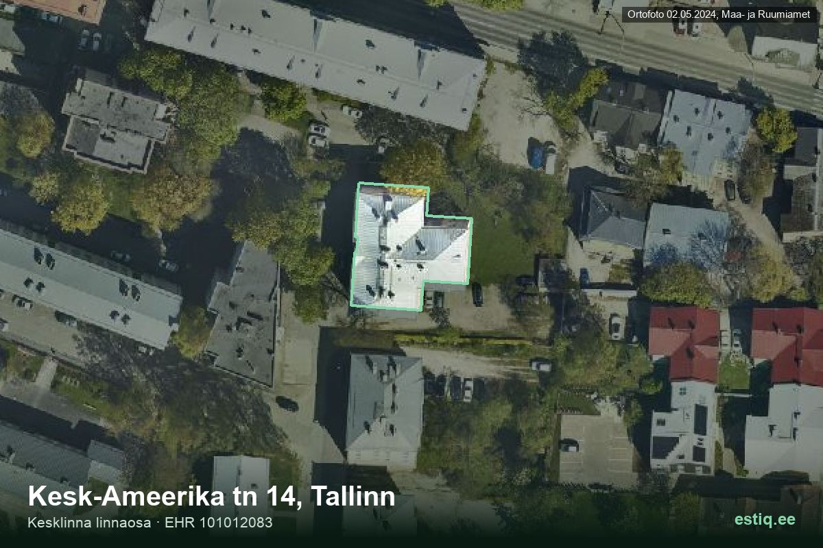 Kesk-Ameerika tänav 14, Tallinn – aerial photo of the building, outline from the Building Register (EHR)