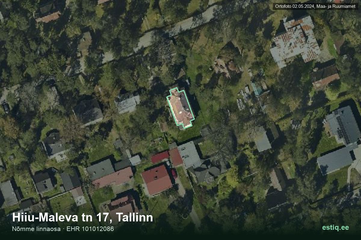 Hiiu-Maleva tänav 17, Tallinn – hoone aerofoto, kontuur ehitisregistri (EHR) andmetest