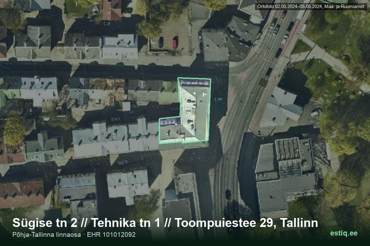 Sügise tänav 2, Tallinn – aerial photo of the building, outline from the Building Register (EHR)