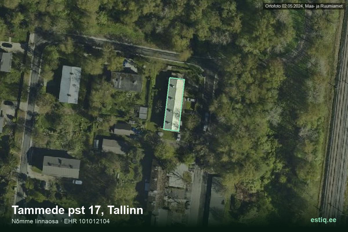 Tammede pst 17, Tallinn – аэрофото дома, контур по данным регистра строений (EHR)