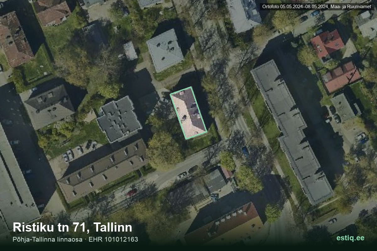 Ristiku tänav 71, Tallinn – ilmakuva rakennuksesta, ääriviiva rakennusrekisteristä (EHR)