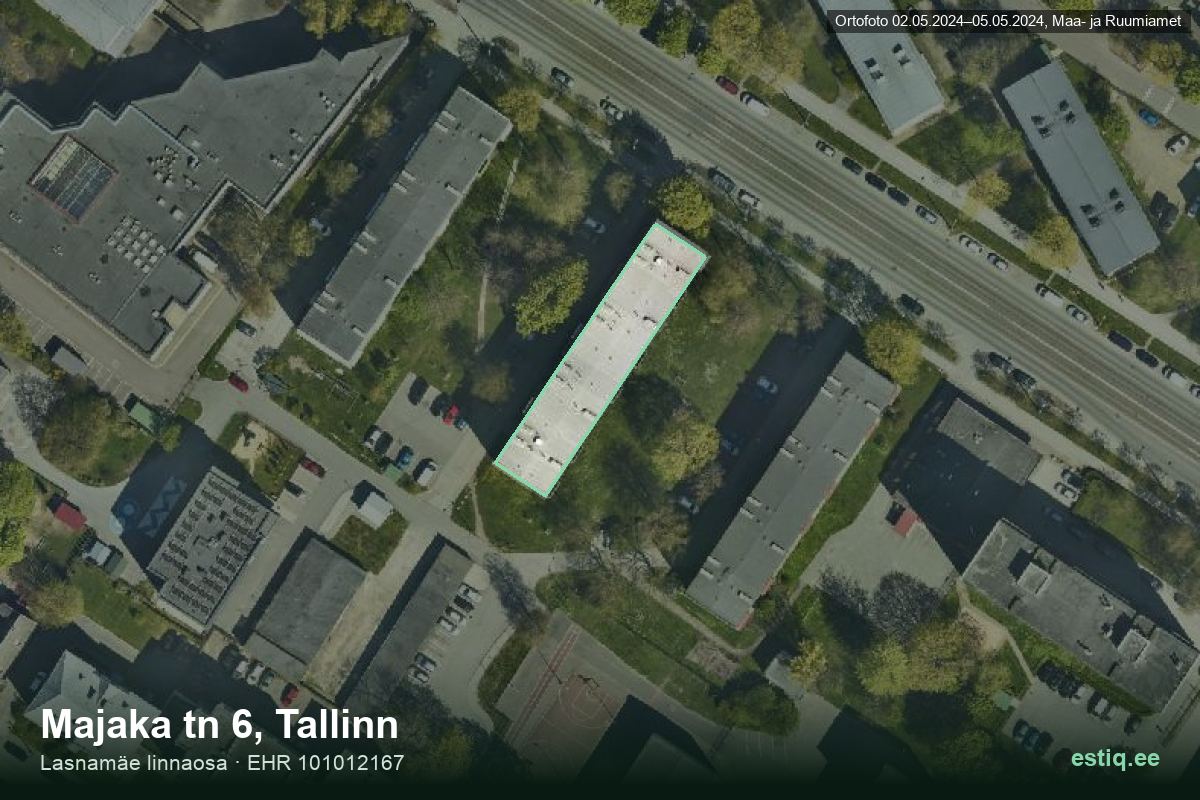 Majaka tänav 6, Tallinn – hoone aerofoto, kontuur ehitisregistri (EHR) andmetest