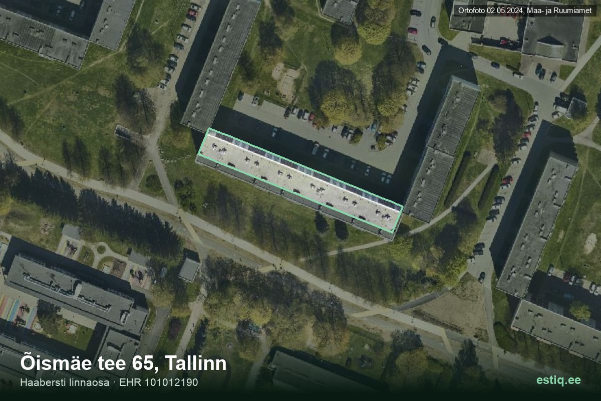 Õismäe tee 65, Tallinn – hoone aerofoto, kontuur ehitisregistri (EHR) andmetest