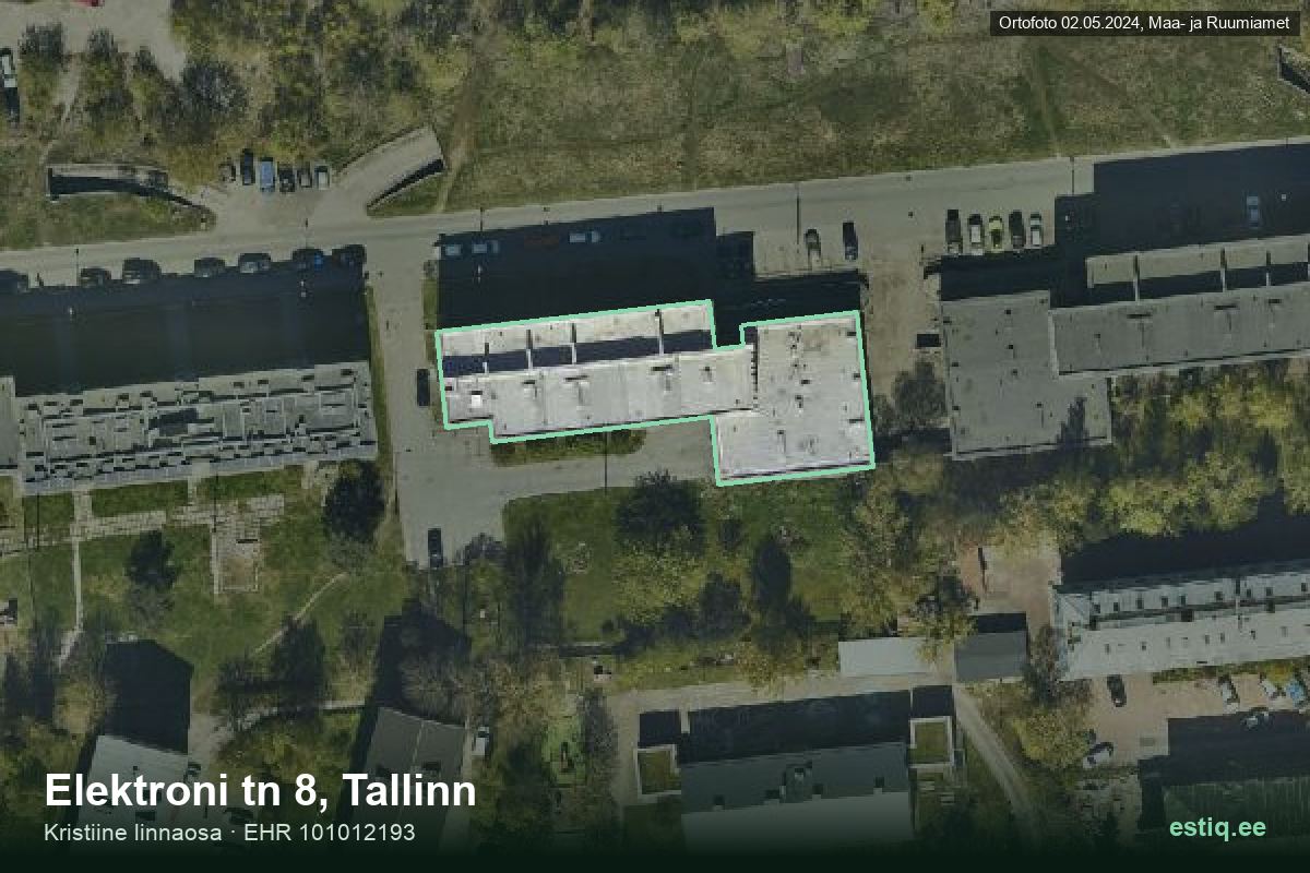 Elektroni tänav 8, Tallinn – ilmakuva rakennuksesta, ääriviiva rakennusrekisteristä (EHR)