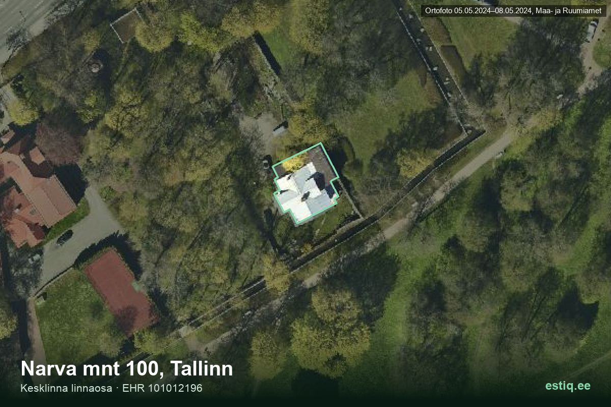 Narva mnt 100, Tallinn – hoone aerofoto, kontuur ehitisregistri (EHR) andmetest