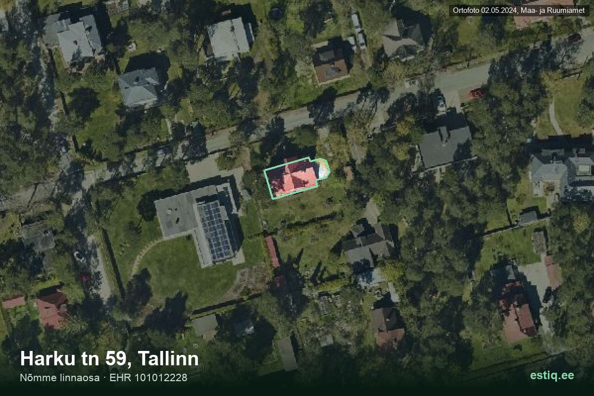 Harku tänav 59, Tallinn – hoone aerofoto, kontuur ehitisregistri (EHR) andmetest