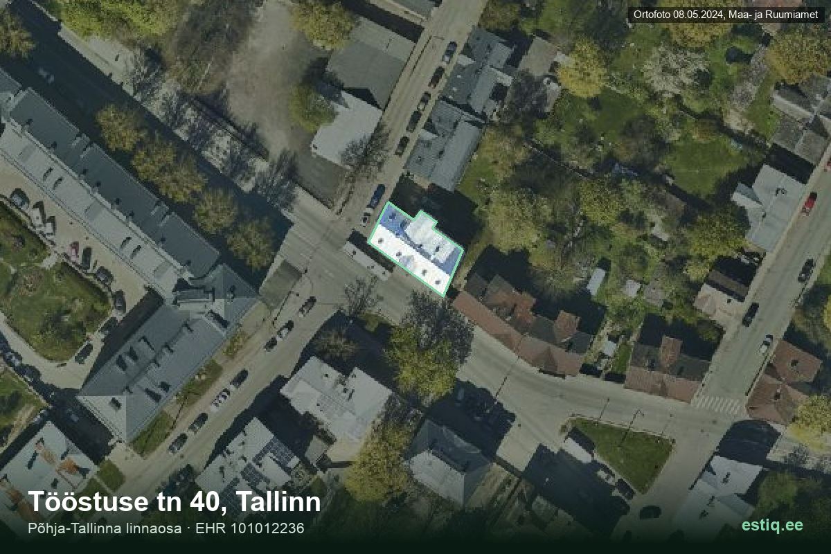 Tööstuse tänav 40, Tallinn – hoone aerofoto, kontuur ehitisregistri (EHR) andmetest