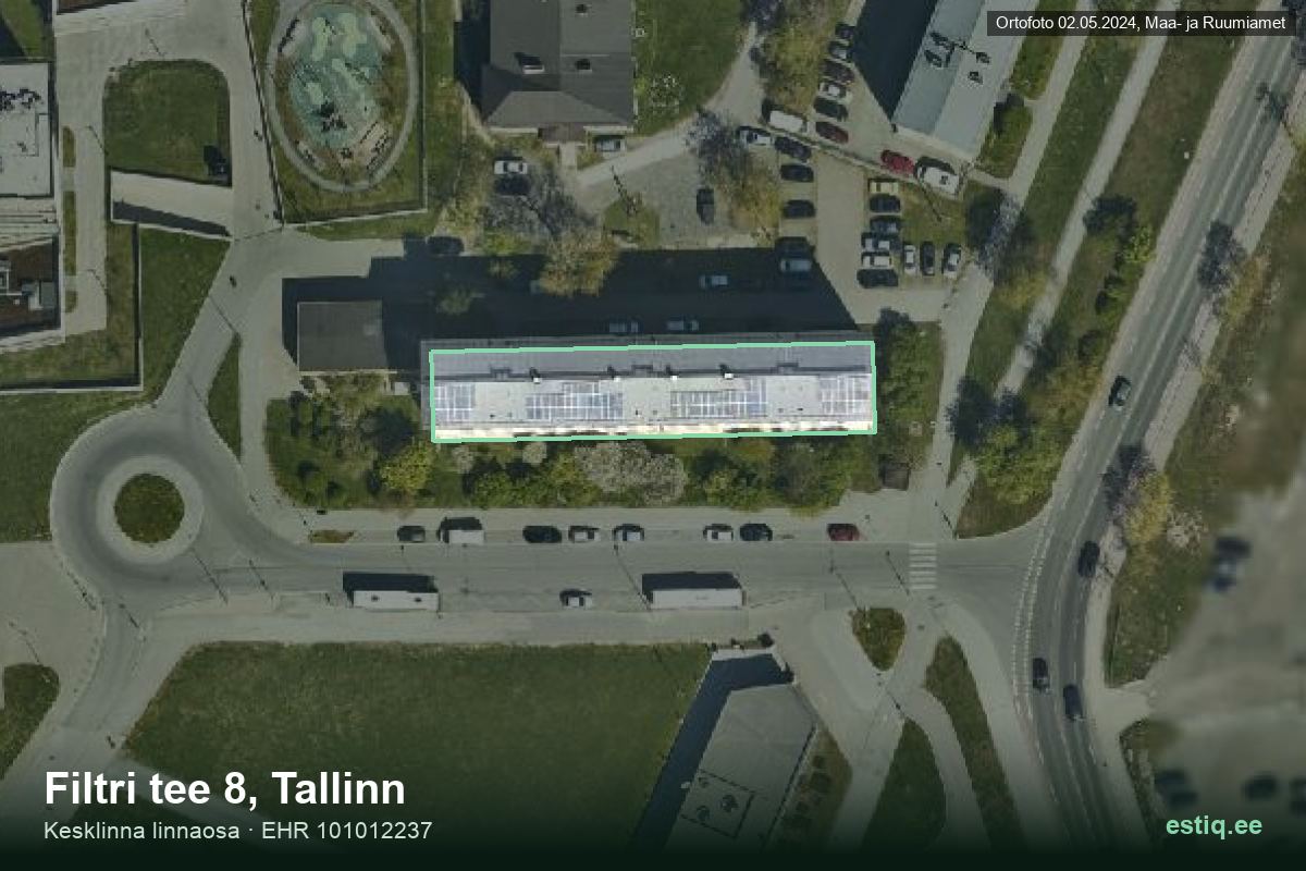 Filtri tee 8, Tallinn – аэрофото дома, контур по данным регистра строений (EHR)