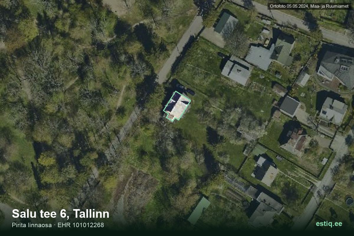 Salu tee 6, Tallinn – hoone aerofoto, kontuur ehitisregistri (EHR) andmetest