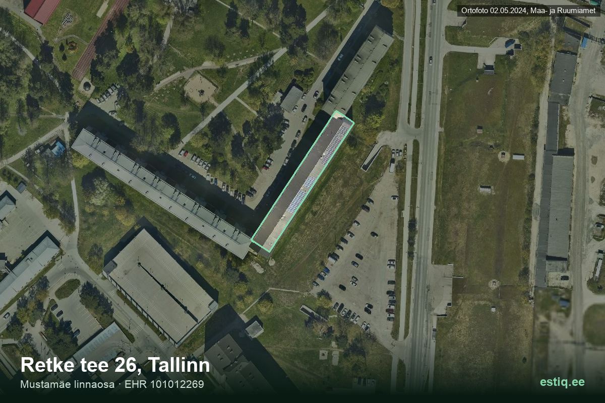 Retke tee 26, Tallinn – hoone aerofoto, kontuur ehitisregistri (EHR) andmetest
