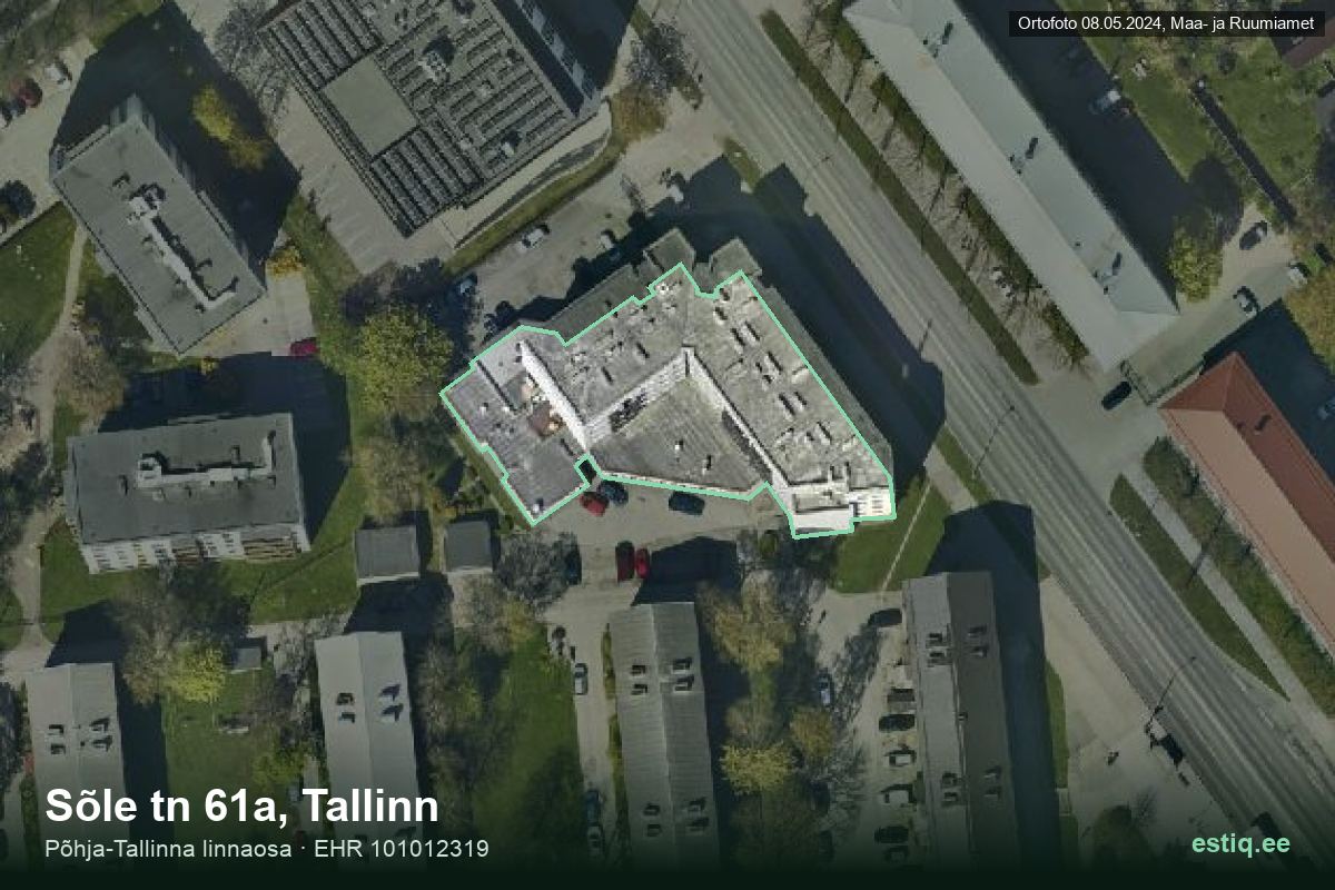 Sõle tänav 61a, Tallinn – hoone aerofoto, kontuur ehitisregistri (EHR) andmetest