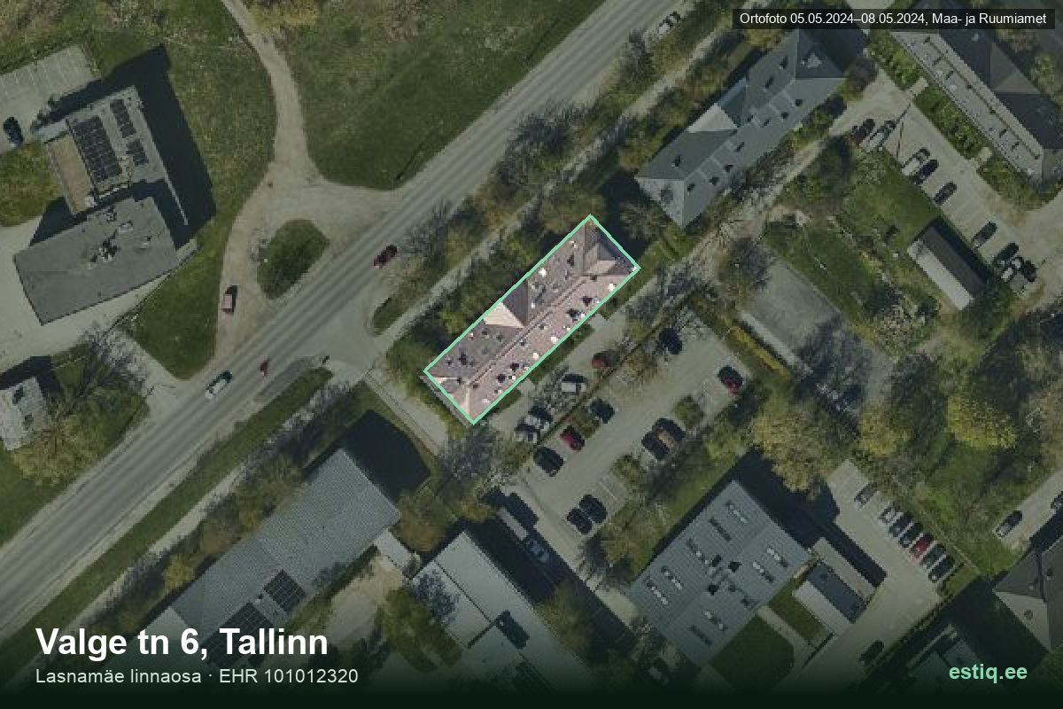 Valge tänav 6, Tallinn – aerial photo of the building, outline from the Building Register (EHR)