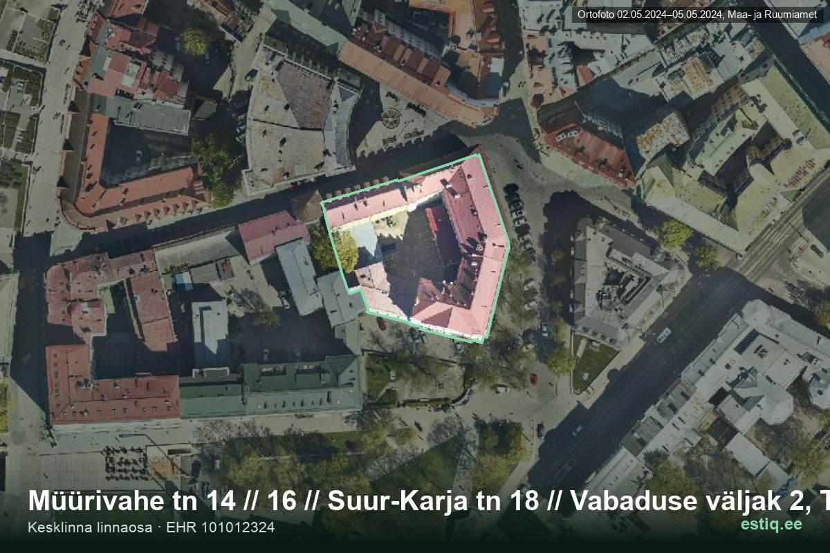 Suur-Karja tänav 18, Tallinn – hoone aerofoto, kontuur ehitisregistri (EHR) andmetest
