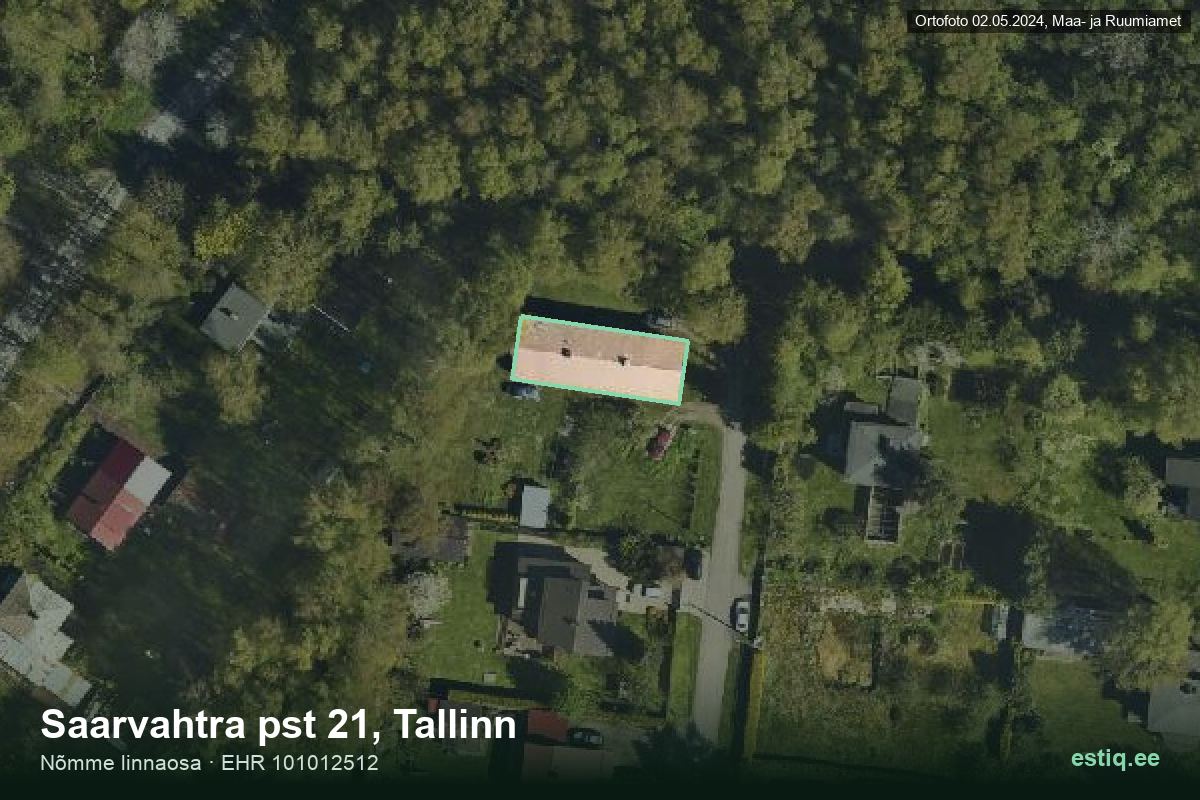 Saarvahtra pst 21, Tallinn – aerial photo of the building, outline from the Building Register (EHR)
