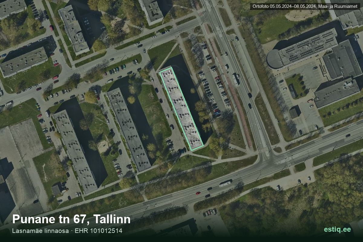Punane tänav 67, Tallinn – hoone aerofoto, kontuur ehitisregistri (EHR) andmetest