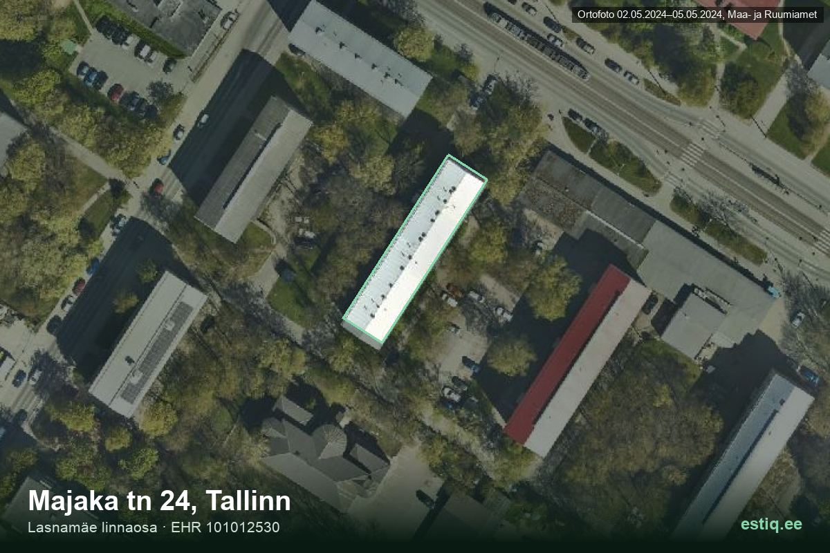 Majaka tänav 24, Tallinn – hoone aerofoto, kontuur ehitisregistri (EHR) andmetest