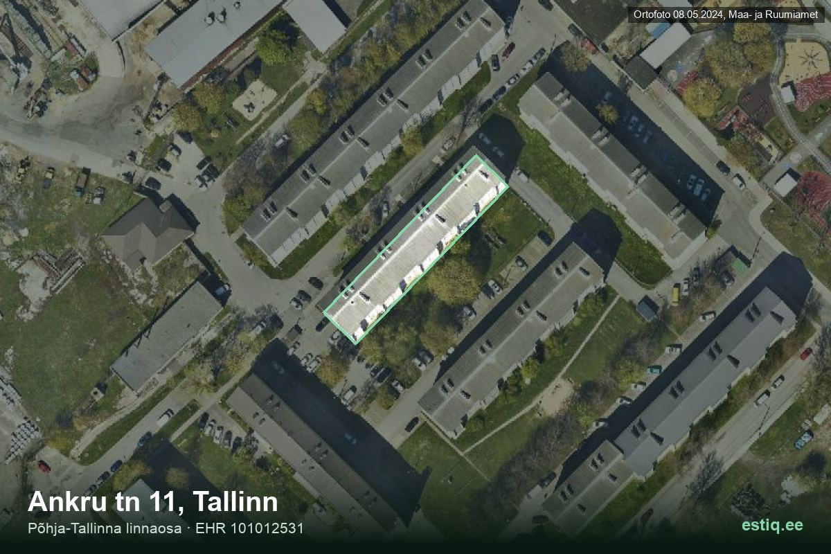 Ankru tänav 11, Tallinn – hoone aerofoto, kontuur ehitisregistri (EHR) andmetest
