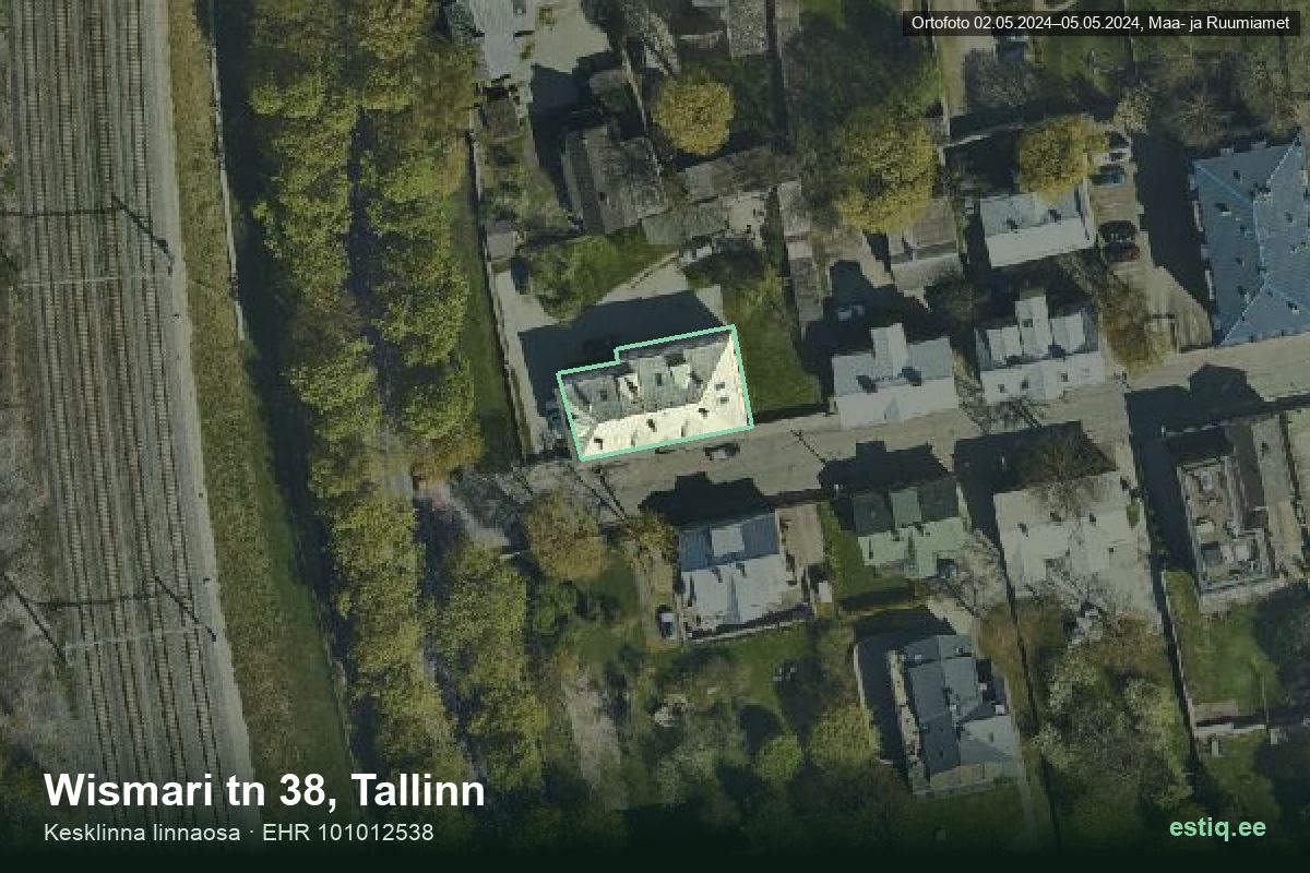 Wismari tänav 38, Tallinn – ilmakuva rakennuksesta, ääriviiva rakennusrekisteristä (EHR)