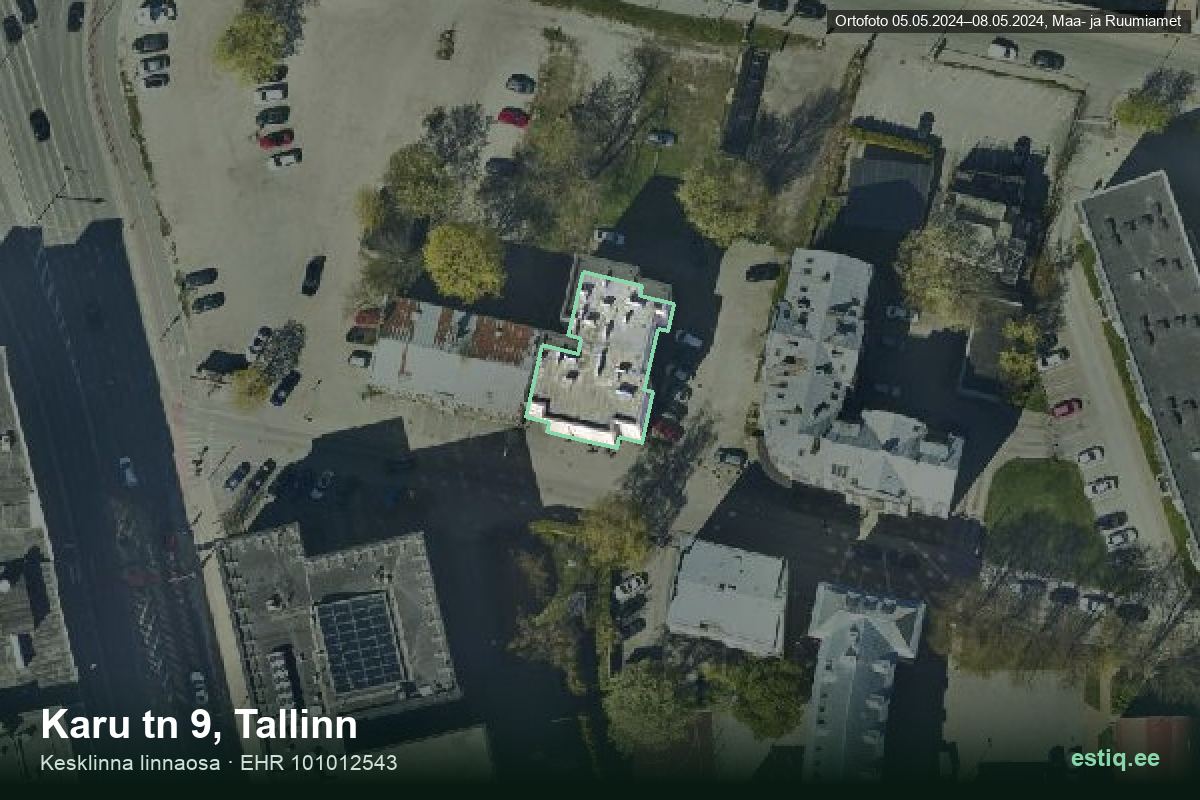 Karu tänav 9, Tallinn – aerial photo of the building, outline from the Building Register (EHR)