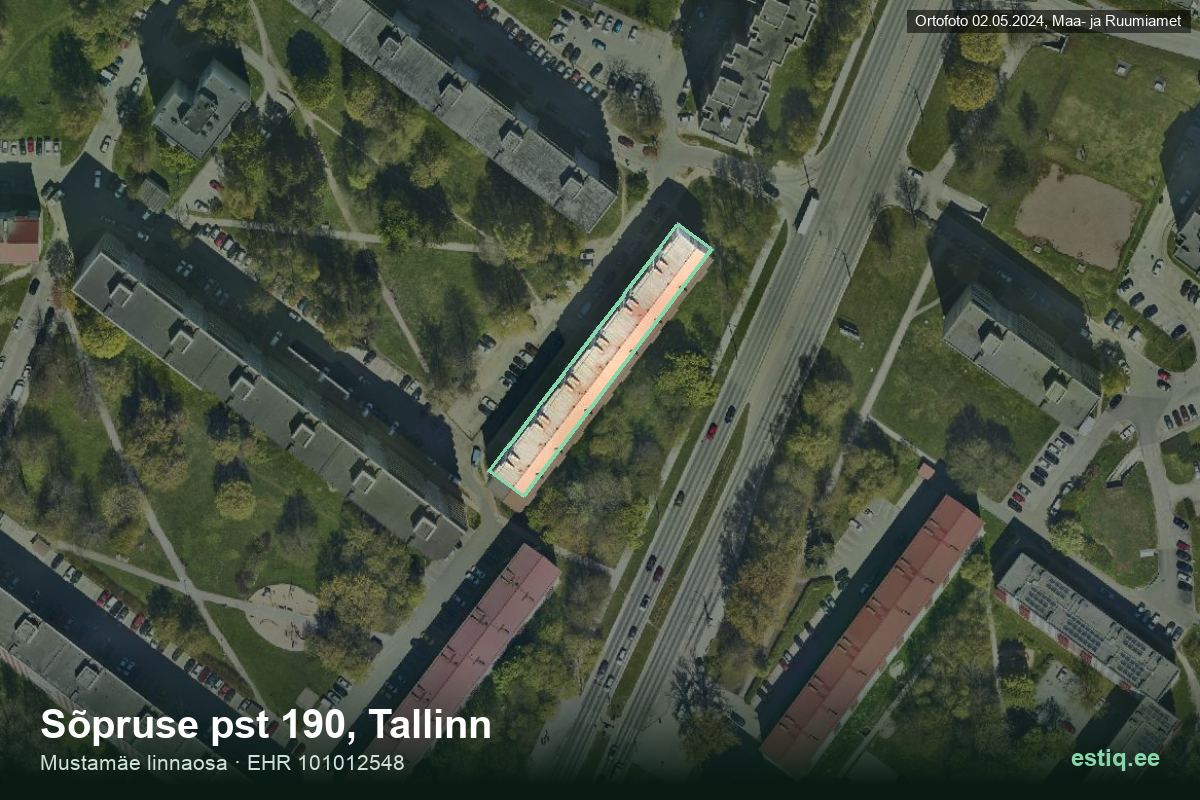 Sõpruse pst 190, Tallinn – hoone aerofoto, kontuur ehitisregistri (EHR) andmetest