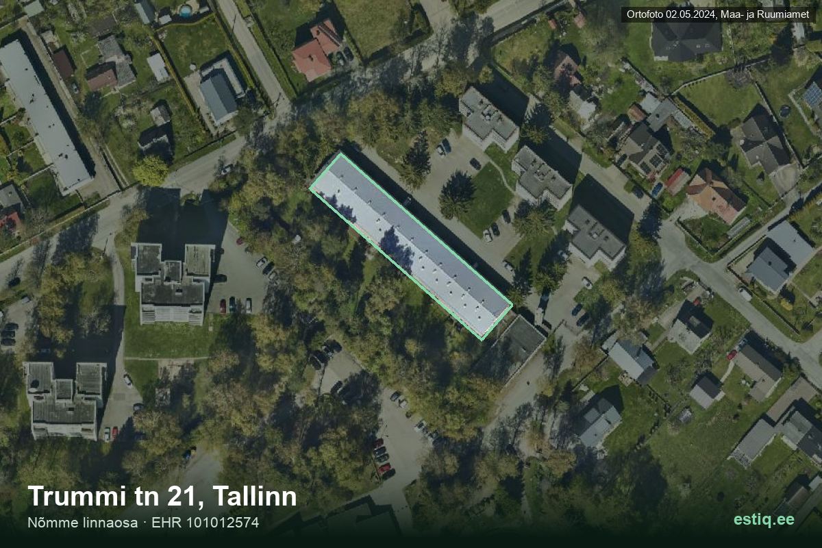 Trummi tänav 21, Tallinn – aerial photo of the building, outline from the Building Register (EHR)