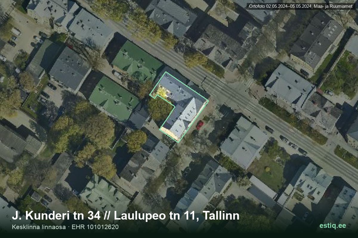 J. Kunderi tänav 34, Tallinn – hoone aerofoto, kontuur ehitisregistri (EHR) andmetest