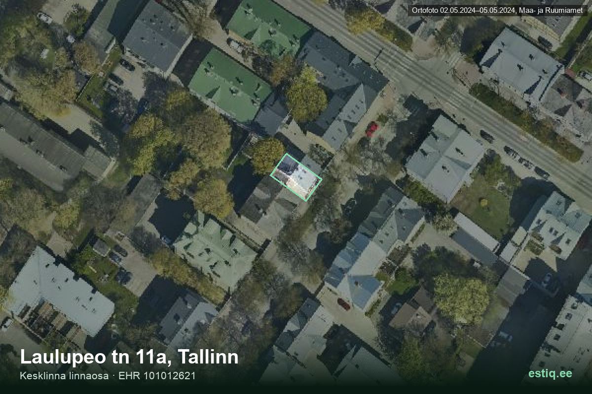 Laulupeo tänav 11a, Tallinn – aerial photo of the building, outline from the Building Register (EHR)